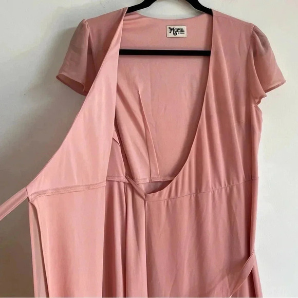 Show Me Your Mumu Pale Pink Chiffon Wrap Maxi Dress Short Sleeve Bridesmaid XS - Picture 5 of 10